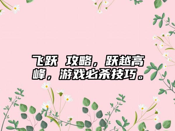 飞跃 攻略，跃越高峰，游戏必杀技巧。