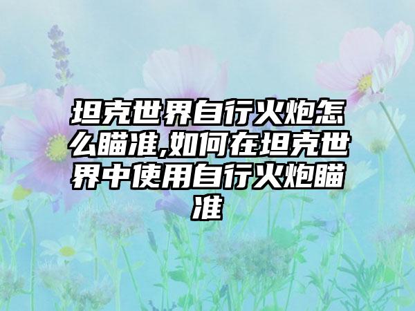 坦克世界自行火炮怎么瞄准,如何在坦克世界中使用自行火炮瞄准