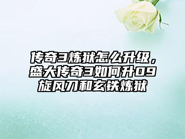 传奇3炼狱怎么升级，盛大传奇3如何升09旋风刀和玄铁炼狱