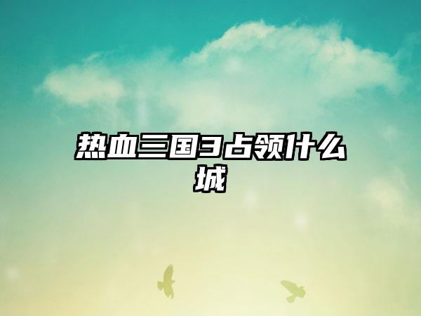 热血三国3占领什么城