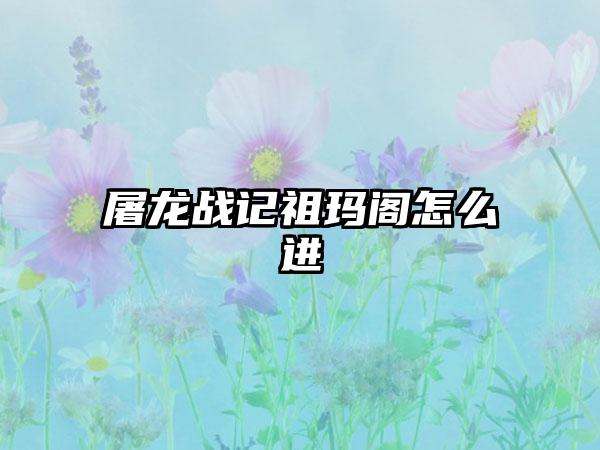 屠龙战记祖玛阁怎么进