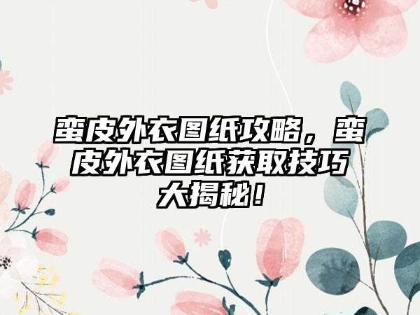 蛮皮外衣图纸攻略，蛮皮外衣图纸获取技巧大揭秘！