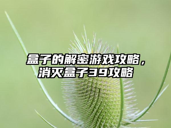 盒子的解密游戏攻略，消灭盒子39攻略
