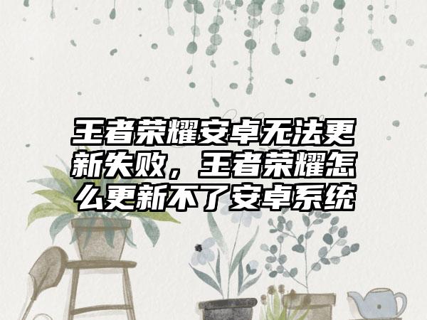 王者荣耀安卓无法更新失败，王者荣耀怎么更新不了安卓系统