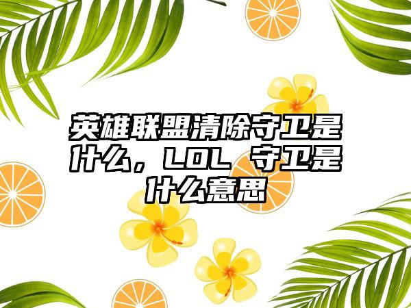 英雄联盟清除守卫是什么，LOL 守卫是什么意思