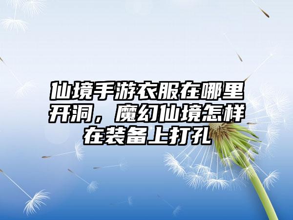 仙境手游衣服在哪里开洞，魔幻仙境怎样在装备上打孔