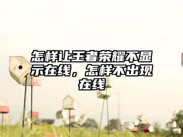 怎样让王者荣耀不显示在线，怎样不出现在线