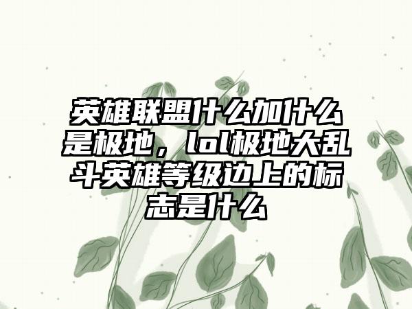英雄联盟什么加什么是极地，lol极地大乱斗英雄等级边上的标志是什么