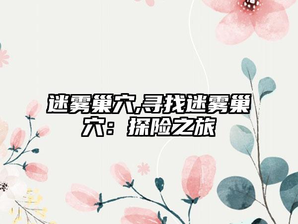 迷雾巢穴,寻找迷雾巢穴：探险之旅