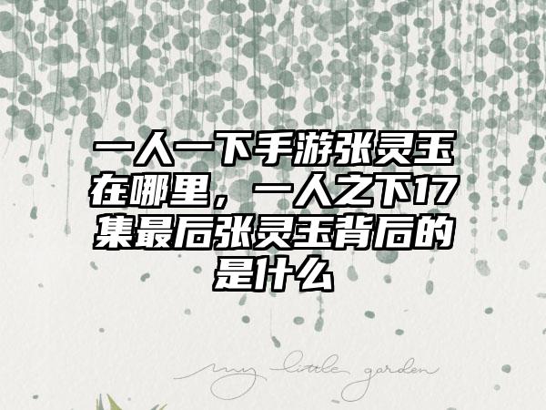 一人一下手游张灵玉在哪里，一人之下17集最后张灵玉背后的是什么