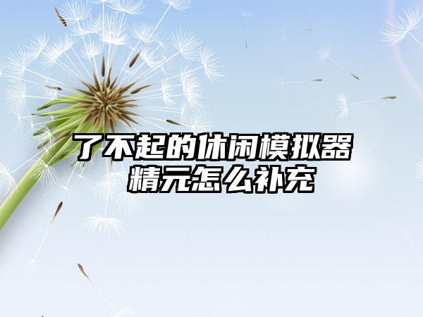 了不起的休闲模拟器 精元怎么补充
