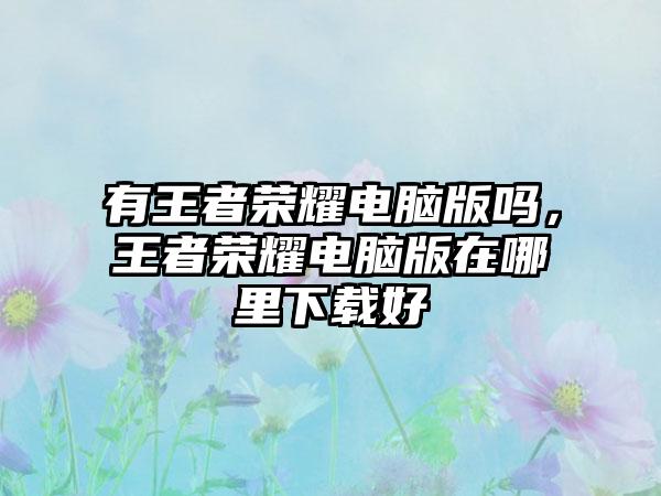 有王者荣耀电脑版吗，王者荣耀电脑版在哪里下载好