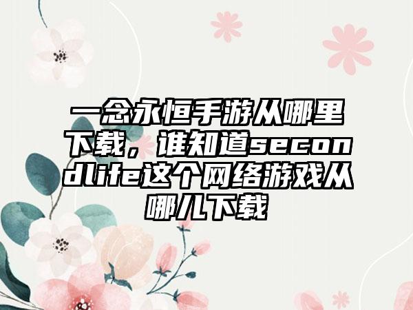 一念永恒手游从哪里下载，谁知道secondlife这个网络游戏从哪儿下载