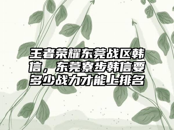 王者荣耀东莞战区韩信,东莞寮步韩信要多少战力才能上排名
