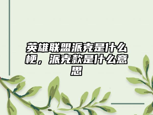 英雄联盟派克是什么梗，派克款是什么意思