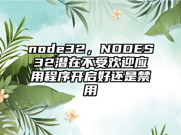 node32，NODES32潜在不受欢迎应用程序开启好还是禁用