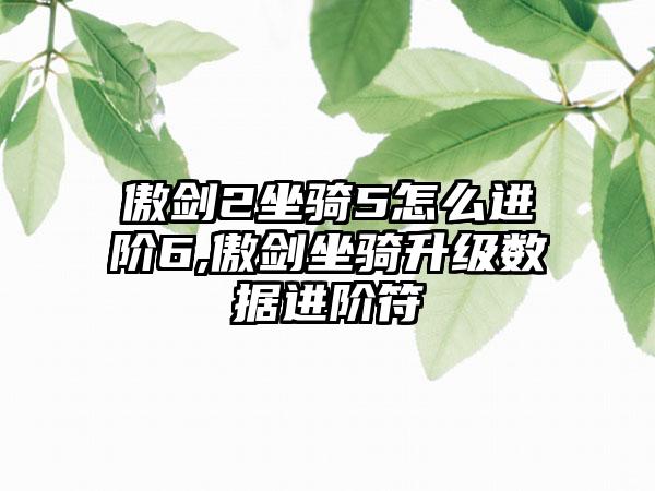 傲剑2坐骑5怎么进阶6,傲剑坐骑升级数据进阶符
