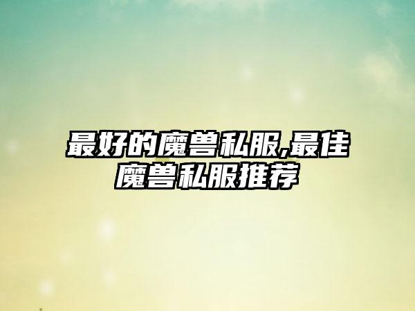 最好的魔兽私服,最佳魔兽私服推荐