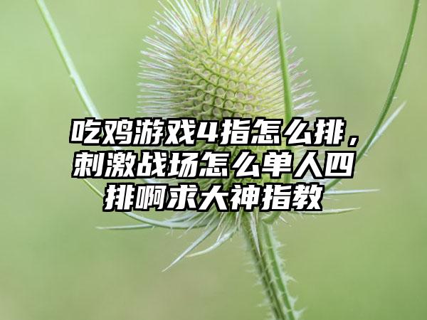 吃鸡游戏4指怎么排，刺激战场怎么单人四排啊求大神指教