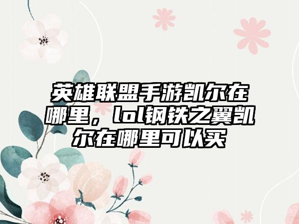 英雄联盟手游凯尔在哪里，lol钢铁之翼凯尔在哪里可以买