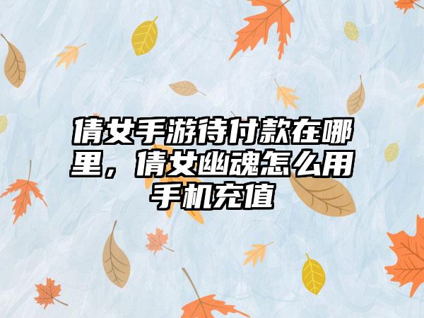 倩女手游待付款在哪里，倩女幽魂怎么用手机充值