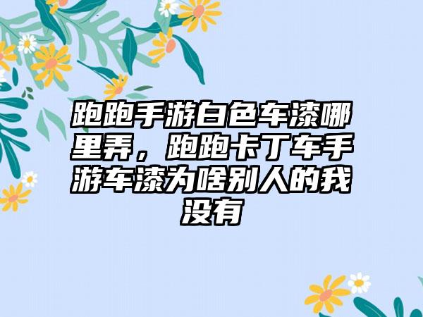 跑跑手游白色车漆哪里弄，跑跑卡丁车手游车漆为啥别人的我没有