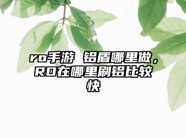 ro手游 铝盾哪里做，RO在哪里刷铝比较快