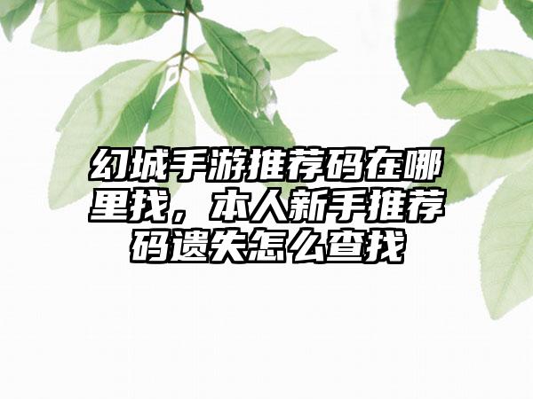 幻城手游推荐码在哪里找，本人新手推荐码遗失怎么查找
