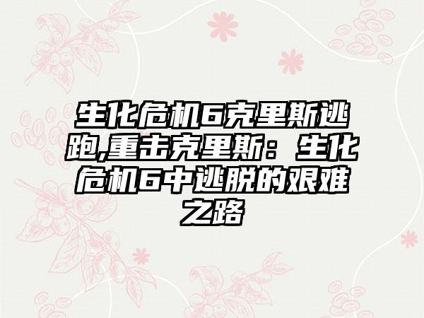生化危机6克里斯逃跑,重击克里斯：生化危机6中逃脱的艰难之路