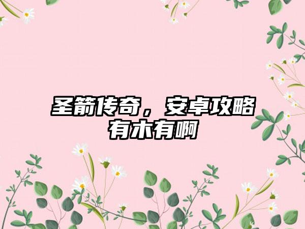 圣箭传奇，安卓攻略有木有啊