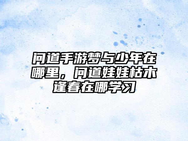 问道手游梦与少年在哪里，问道娃娃枯木逢春在哪学习