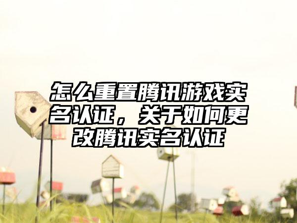 怎么重置腾讯游戏实名认证，关于如何更改腾讯实名认证