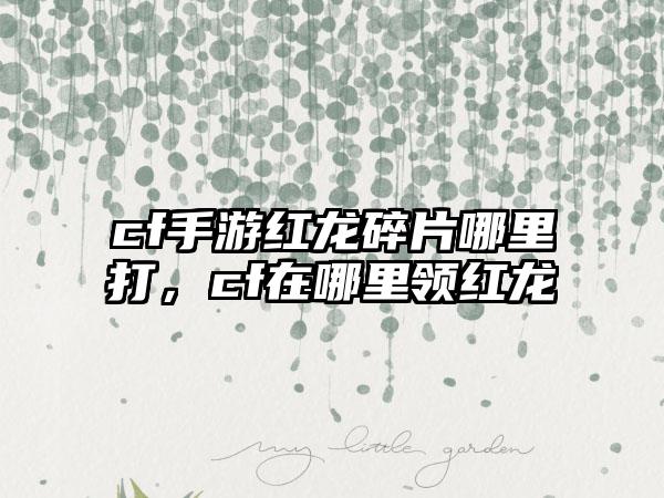 cf手游红龙碎片哪里打，cf在哪里领红龙