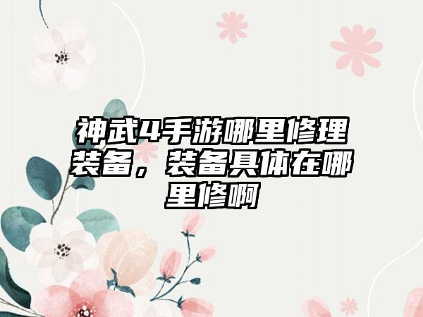 神武4手游哪里修理装备，装备具体在哪里修啊