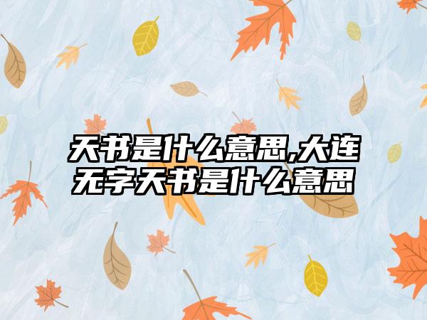 天书是什么意思,大连无字天书是什么意思