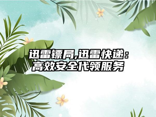 迅雷镖局,迅雷快递：高效安全代领服务
