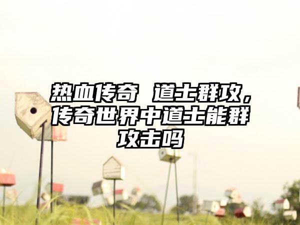 热血传奇 道士群攻，传奇世界中道士能群攻击吗
