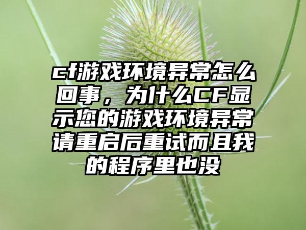 cf游戏环境异常怎么回事，为什么CF显示您的游戏环境异常请重启后重试而且我的程序里也没