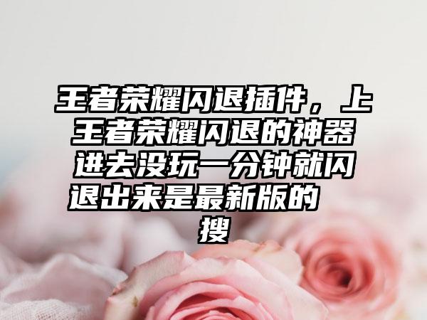 王者荣耀闪退插件，上王者荣耀闪退的神器进去没玩一分钟就闪退出来是最新版的  搜