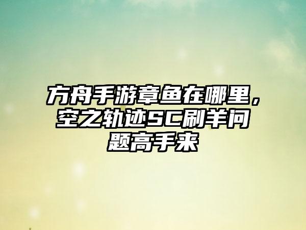 方舟手游章鱼在哪里，空之轨迹SC刷羊问题高手来