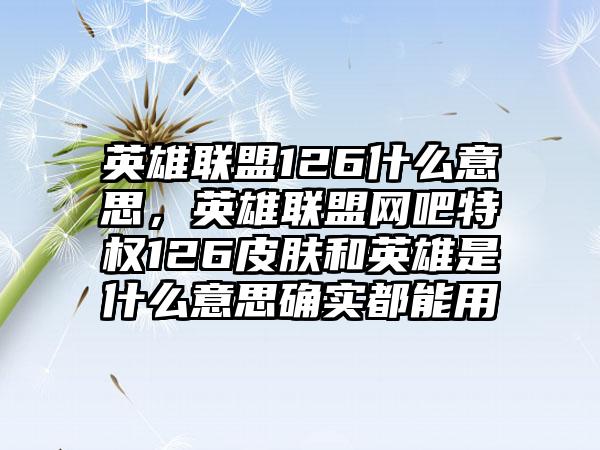 英雄联盟126什么意思，英雄联盟网吧特权126皮肤和英雄是什么意思确实都能用
