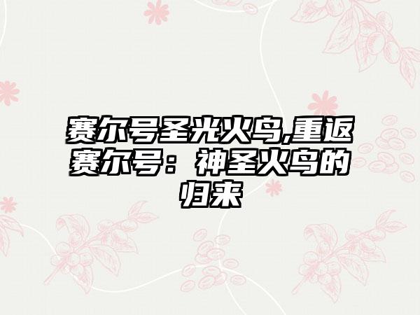 赛尔号圣光火鸟,重返赛尔号：神圣火鸟的归来