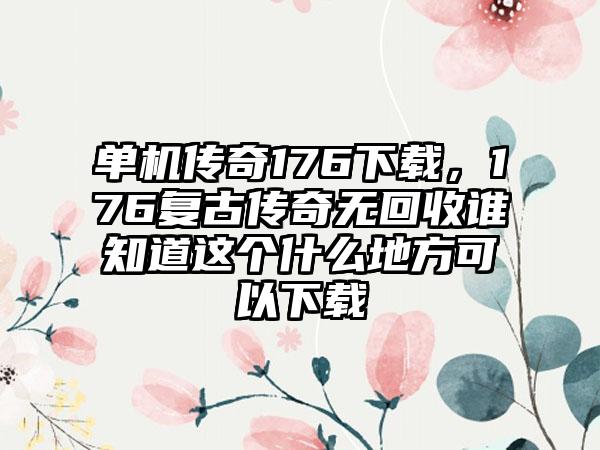 单机传奇176下载，176复古传奇无回收谁知道这个什么地方可以下载