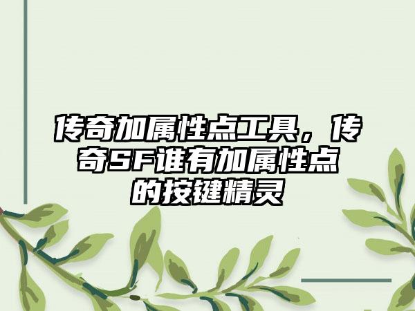 传奇加属性点工具，传奇SF谁有加属性点的按键精灵