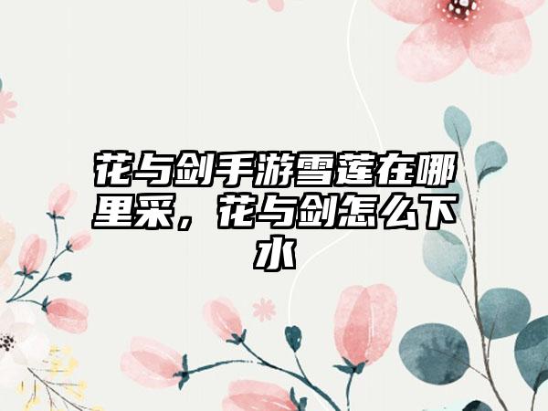 花与剑手游雪莲在哪里采，花与剑怎么下水