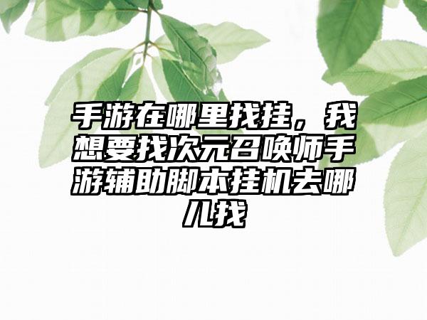 手游在哪里找挂，我想要找次元召唤师手游辅助脚本挂机去哪儿找