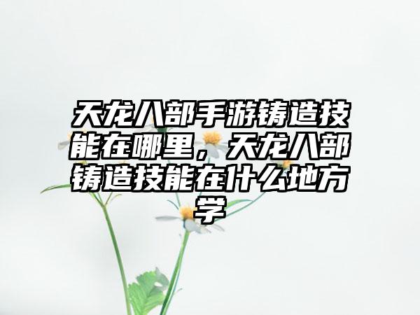 天龙八部手游铸造技能在哪里，天龙八部铸造技能在什么地方学