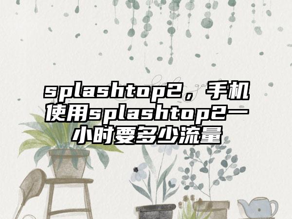 splashtop2，手机使用splashtop2一小时要多少流量