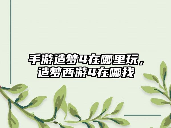 手游造梦4在哪里玩，造梦西游4在哪找
