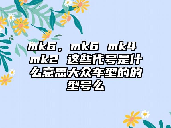 mk6，mk6 mk4 mk2 这些代号是什么意思大众车型的的型号么
